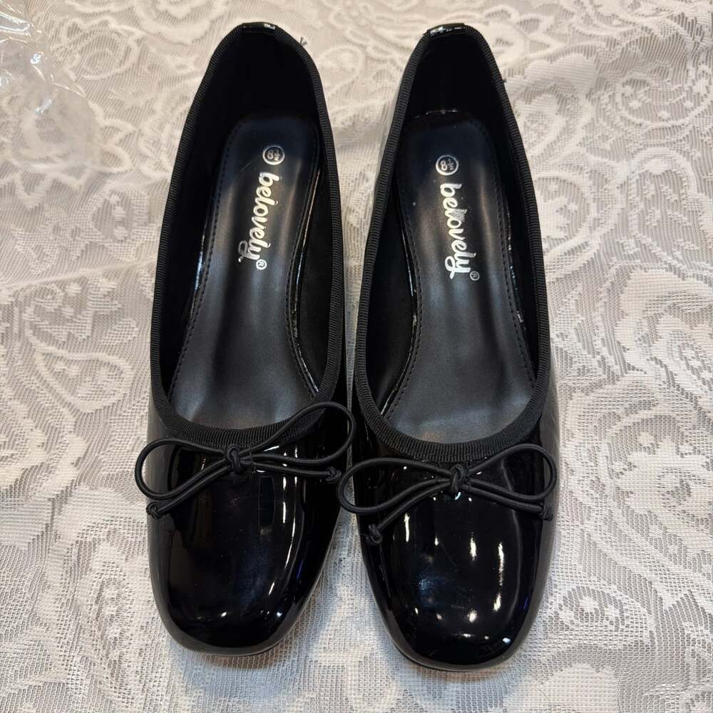 Belovely Womens Black Patent Dress Pumps, Heels Shoes 8.5